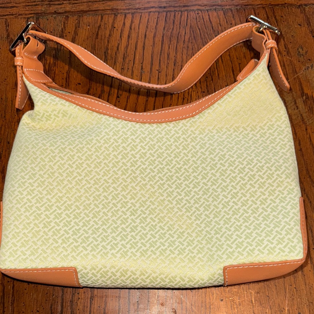 Talbots Lime Green Handbag with Tan Leather Accents